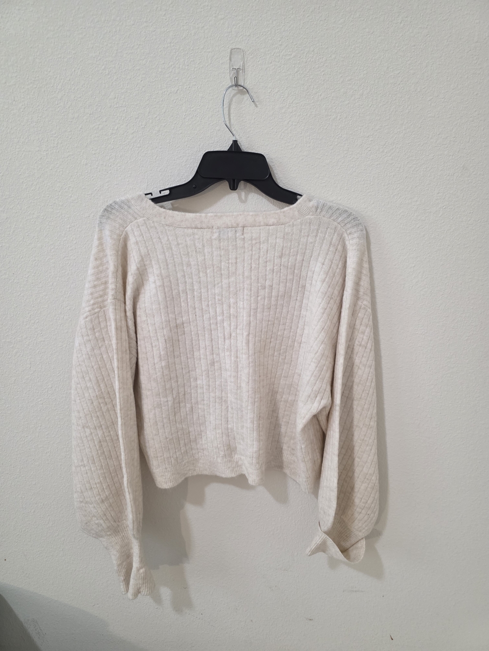 Topshop Cream Ribbed Cropped Button Cardigan - Picture 2 of 2